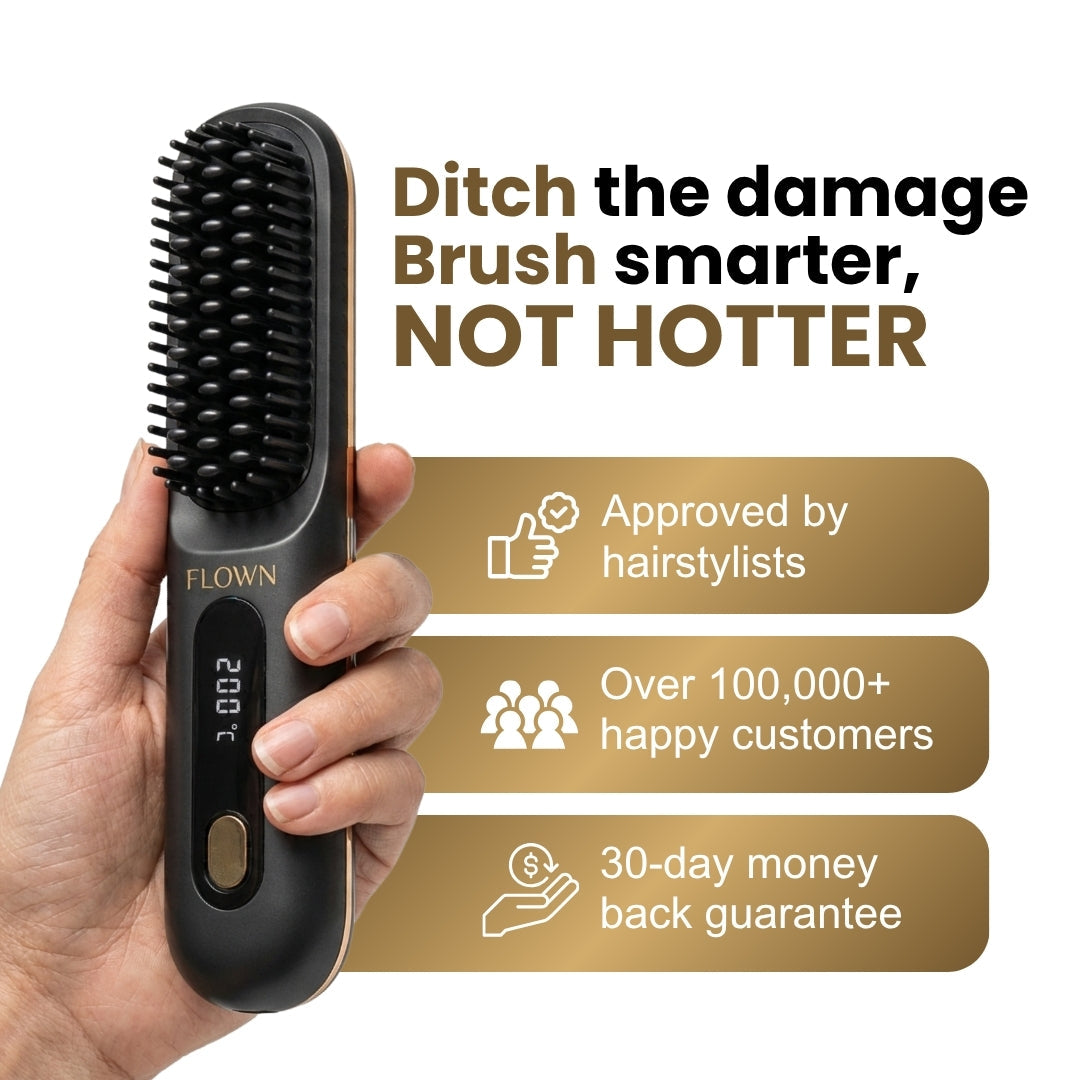 [NEW] FLOWN Portable Straightener Brush - GoBrush MAX + FREE Leather Pouch