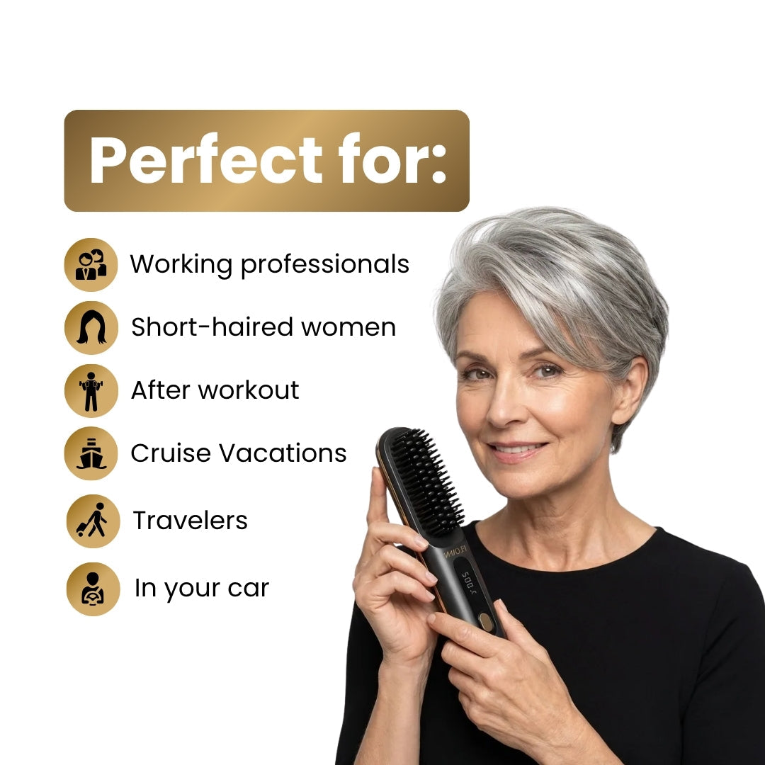 [NEW] FLOWN Portable Straightener Brush - GoBrush MAX + FREE Leather Pouch