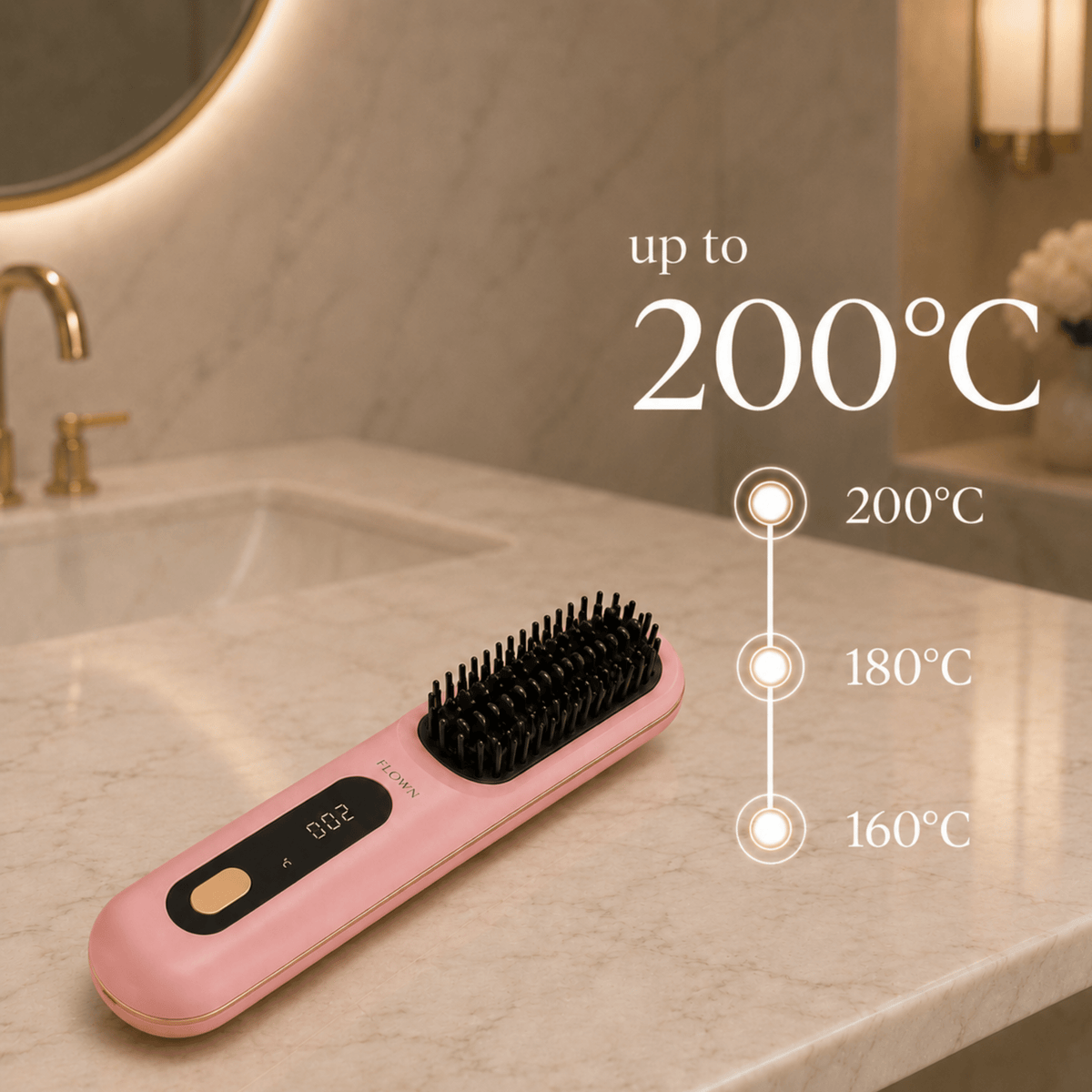[NEW] FLOWN Portable Straightener Brush - GoBrush MAX + FREE Leather Pouch