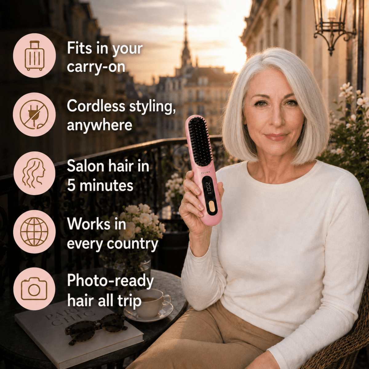 [NEW] FLOWN Portable Straightener Brush - GoBrush MAX + FREE Leather Pouch