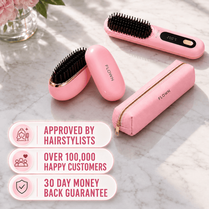 [NEW] FLOWN Portable Straightener Brush - GoBrush MAX + FREE Leather Pouch