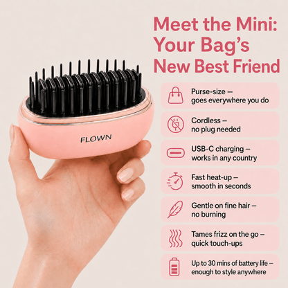 [NEW] FLOWN Portable Straightener Brush - GoBrush MAX + FREE Leather Pouch