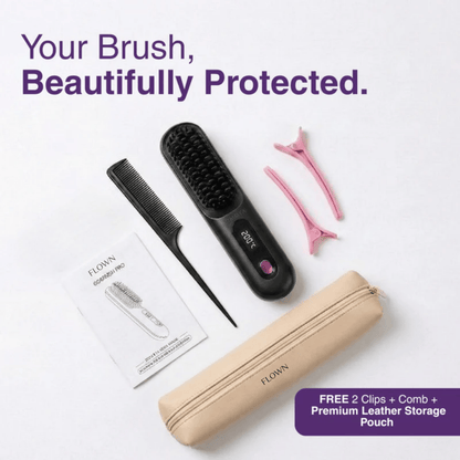 [NEW] FLOWN Portable Straightener Brush - GoBrush PRO + Free Leather Pouch