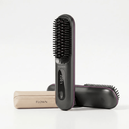 [NEW] FLOWN Portable Straightener Brush - GoBrush PRO + Free Leather Pouch
