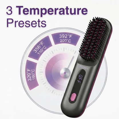 [NEW] FLOWN Portable Straightener Brush - GoBrush PRO + Free Leather Pouch