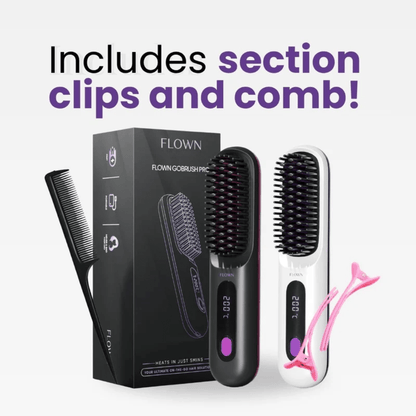 [NEW] FLOWN Portable Straightener Brush - GoBrush PRO + Free Leather Pouch